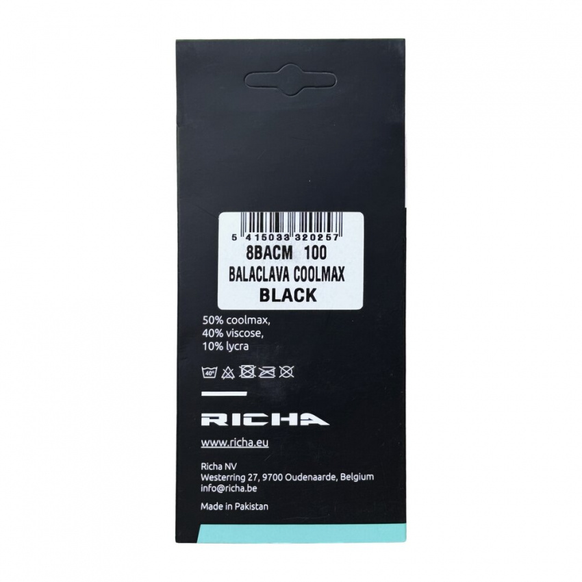 RICHA BALAKLAVA COOLMAX SVART ONESIZE